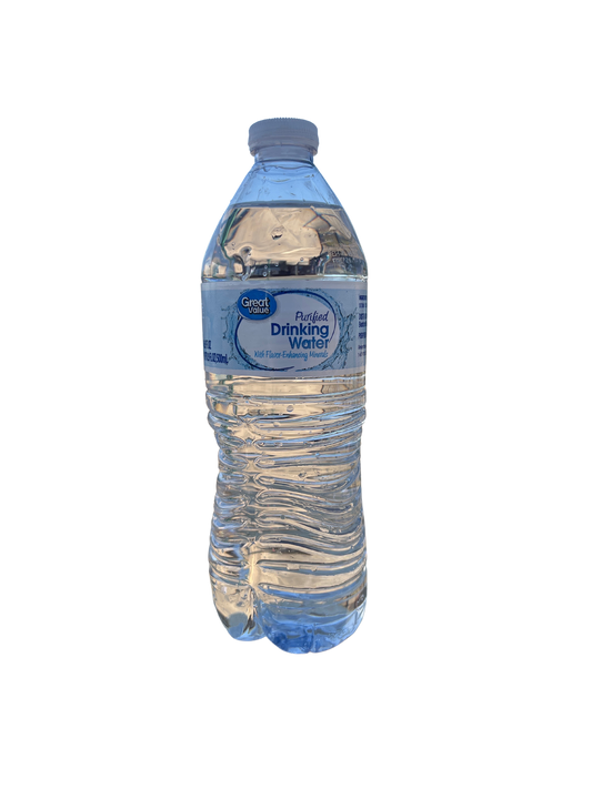 A bottle of Frost Bites - Freeze Dried Goodies Bottled Water on a black background.